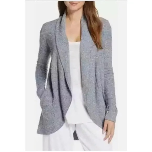 BAREFOOT DREAMS Cozychic Lite Circle Cardigan Size M Graphite Gray Soft Pocket - Picture 1 of 4